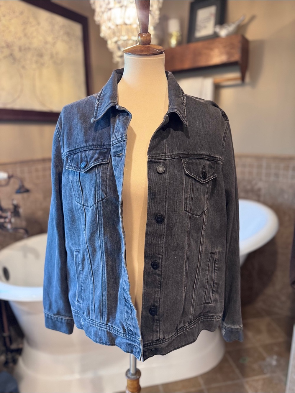 Old Navy gray Washed Denim Jean Jacket - xl